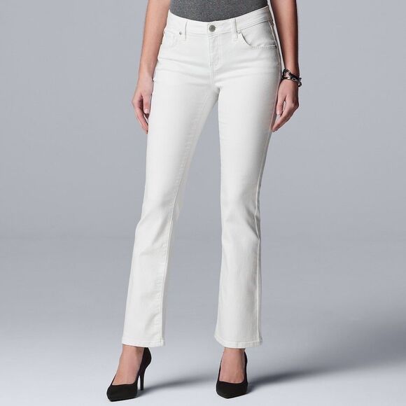 Simply Vera Wang Bootcut Jeans Womens 16 Short White Power Stretch NEW - Picture 1 of 11